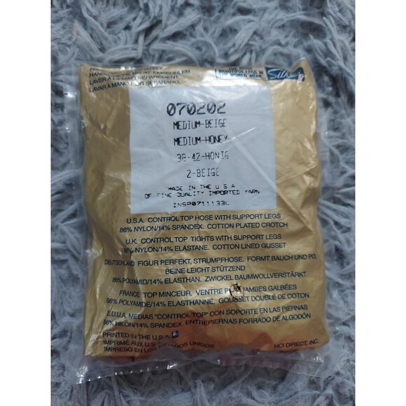 Vintage Silkies Control Top 722 Nylon Pantyhose Medium Beige Honey Support Legs - Picture 3 of 5